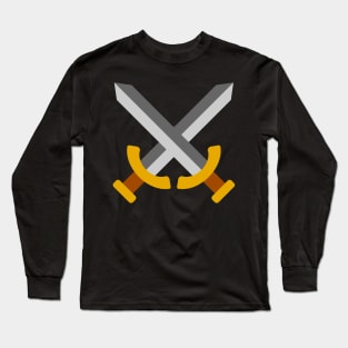 Minimalist Crossed Swords Icon (Light) Long Sleeve T-Shirt